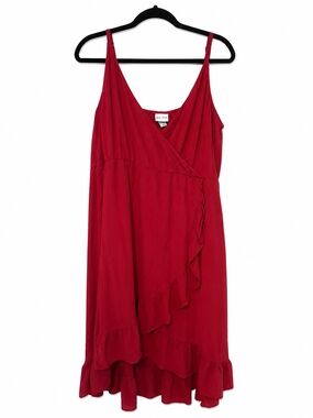 Ava & Viv Fushia Ruffle Wrap-Front Dress